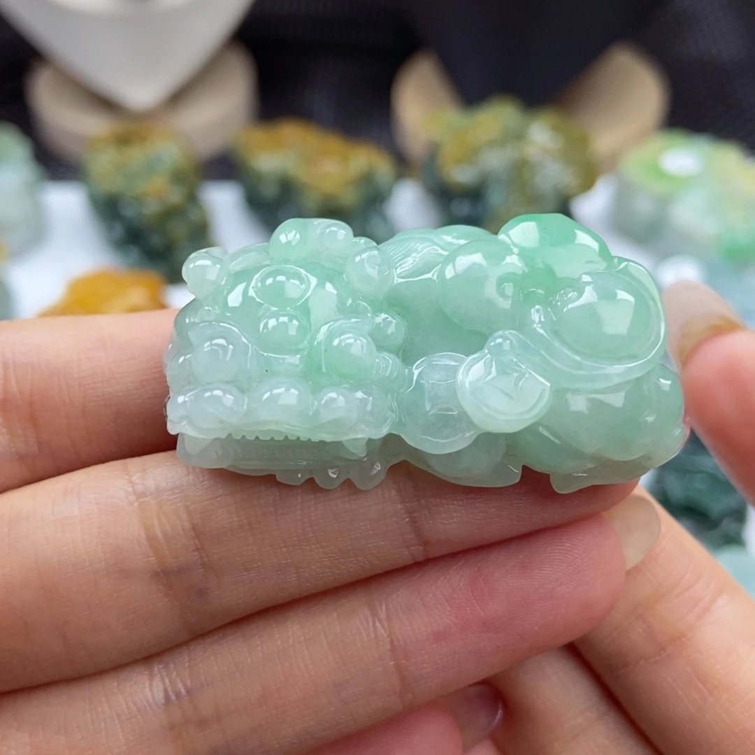 颈饰未镶嵌翡翠A36 苹果绿霸王貔貅