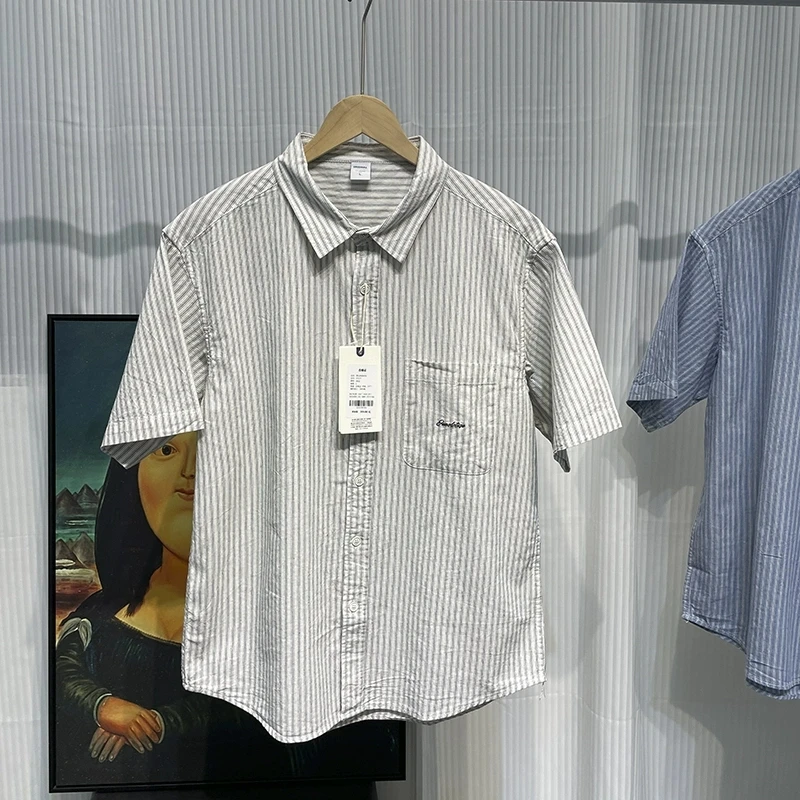 退货补贴 撤柜男士春夏户外薄款棉质翻领宽松短袖衬衫337