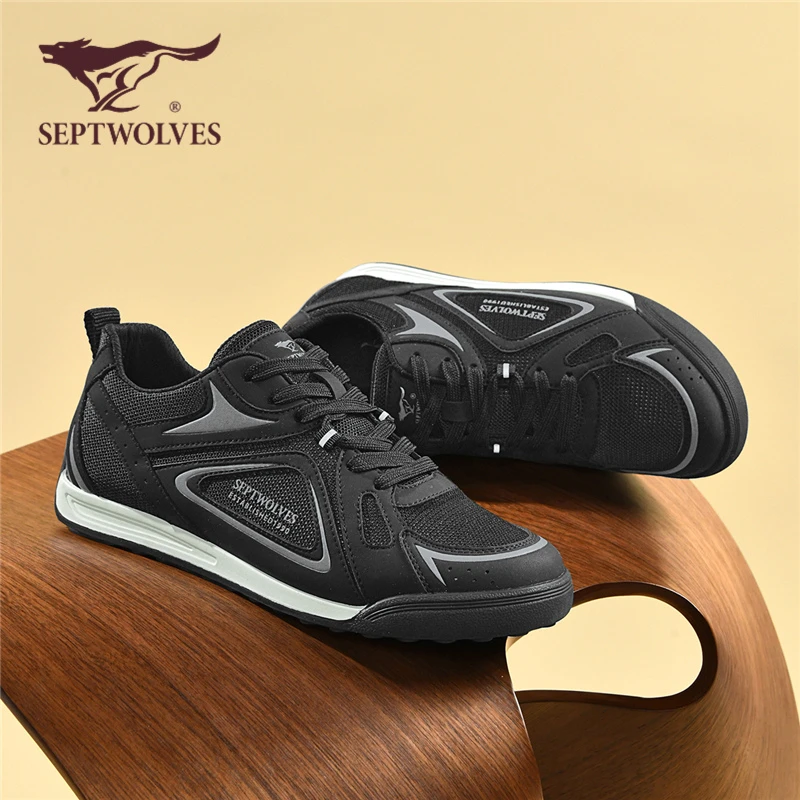 七匹狼男鞋秋季薄款透气网面阿甘鞋男复古慢跑德训鞋休闲运动板鞋