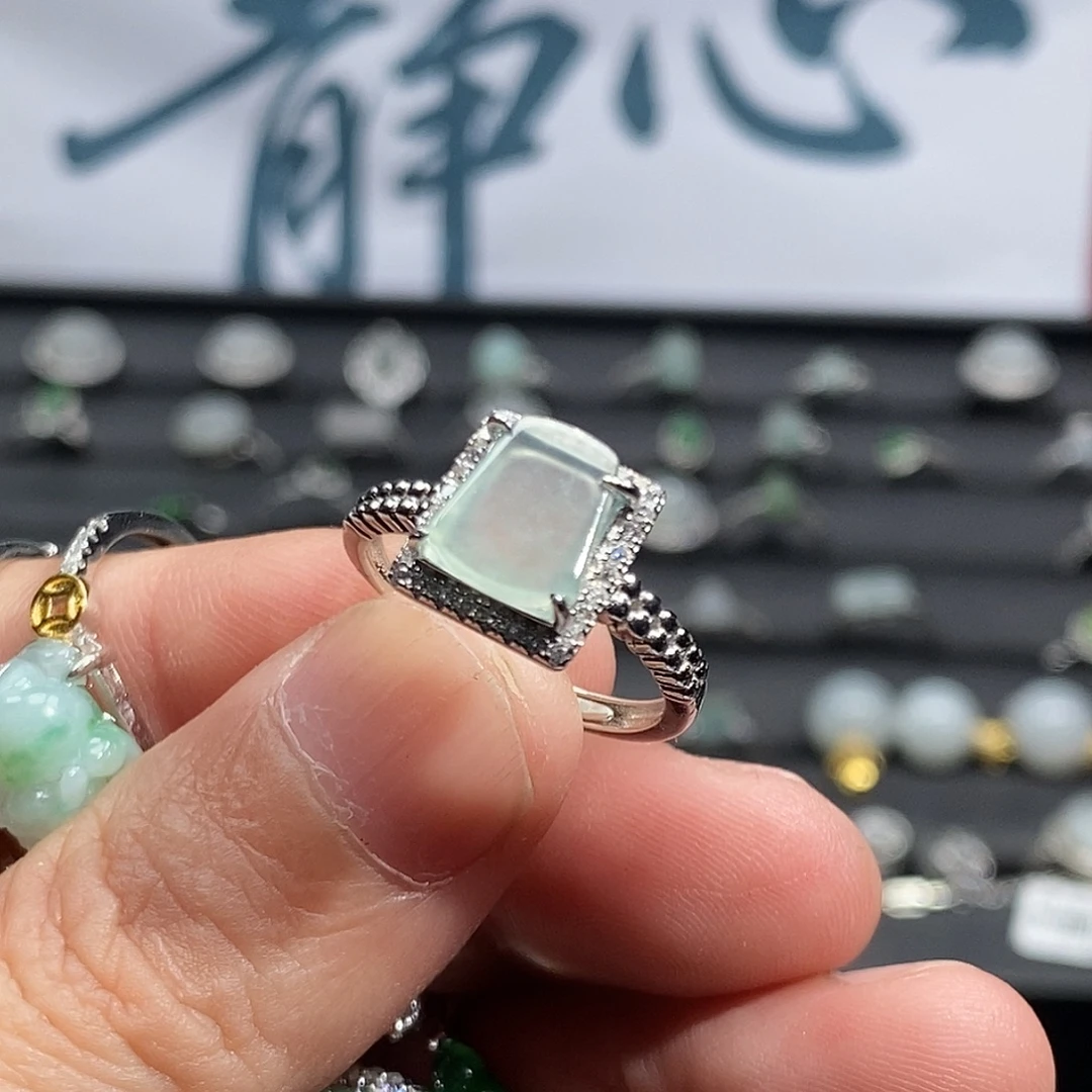 翡翠银S925镶嵌戒指