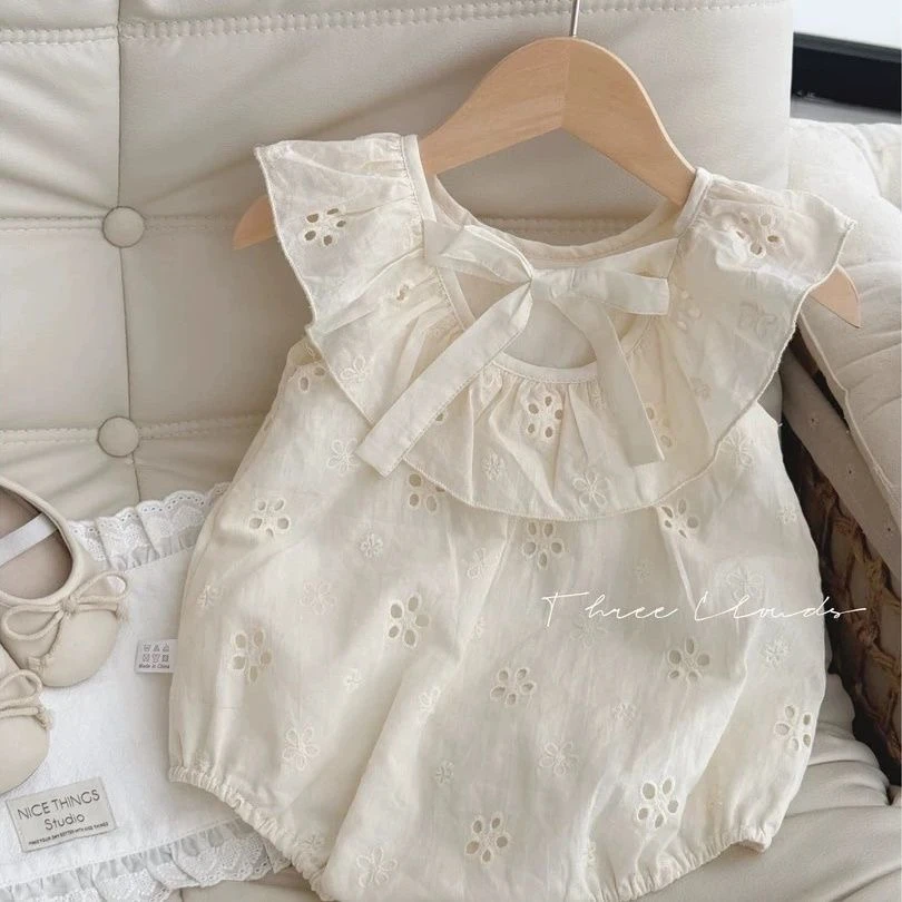 婴幼儿夏季公主哈衣满月百日衣服女宝宝超萌薄款外出包屁衣