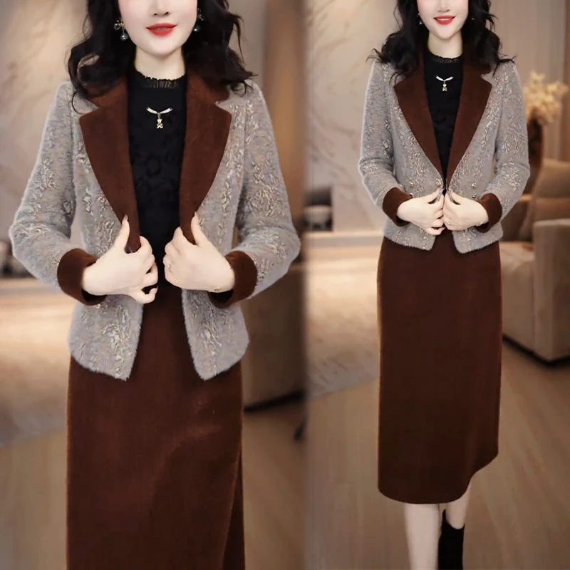 小香风时尚套装女2025秋冬新款气质名媛洋气高档显瘦遮肚a字裙子