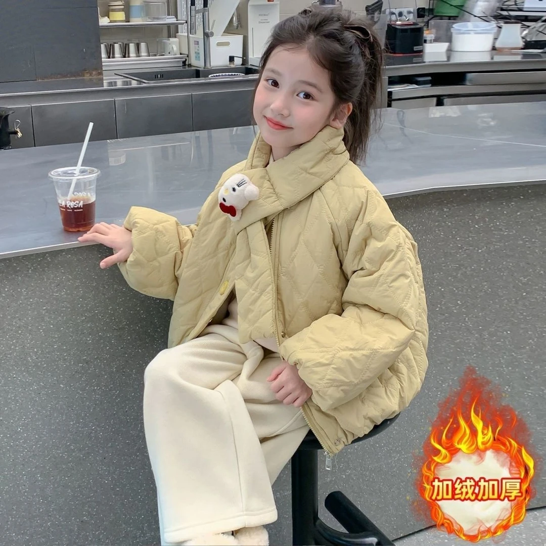 女童秋装棉袄外套2025新款儿童洋气女孩秋冬加绒加厚甜美棉衣棉服
