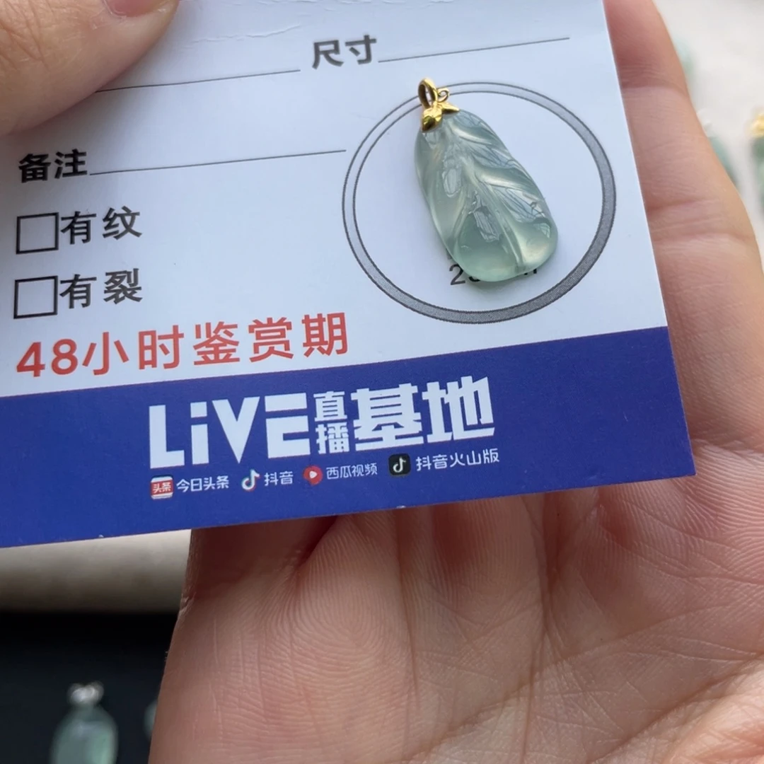 翡翠未镶嵌颈饰金扣小叶子
