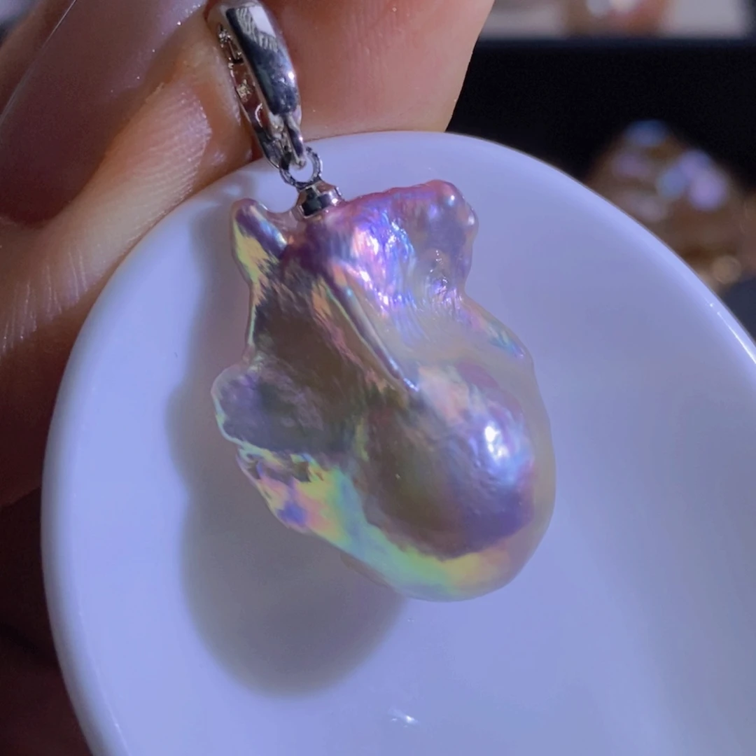 银S925镶嵌淡水珍珠微瑕