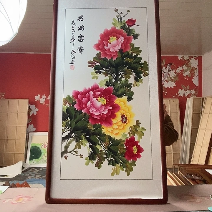 国画手写手绘带框包邮国画作品62✖️122