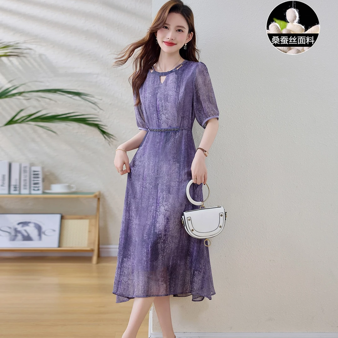 杭州高端桑蚕冰丝连衣裙女2025新款夏季今年国际大牌流行爆款裙子