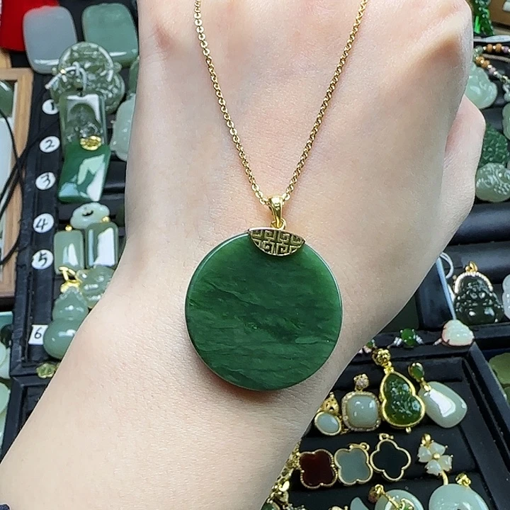 和田玉银S925镶嵌吊坠(赠链)