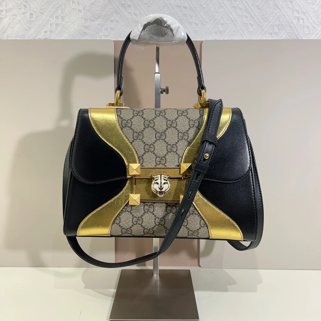 95新 GUCCI/古驰 古驰虎头手提斜挎包 cj4566