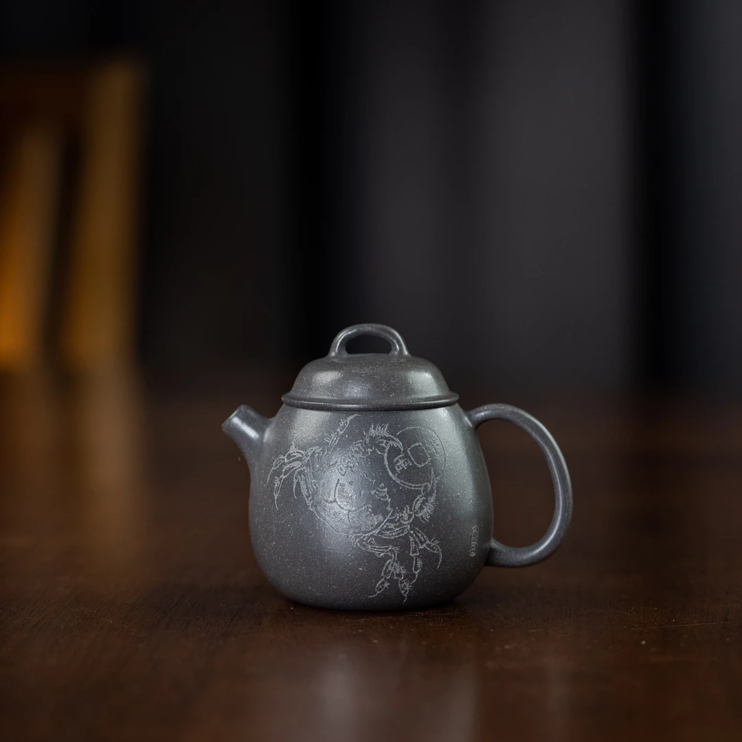 聚财小玉笠 青灰135cc家用紫砂壶tt2