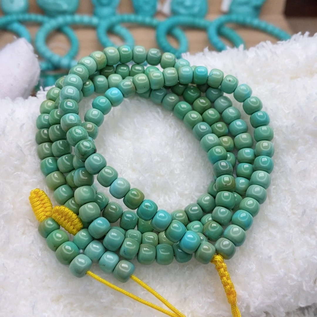 绿松石珠宝奇石未镶嵌豆蔻绿108