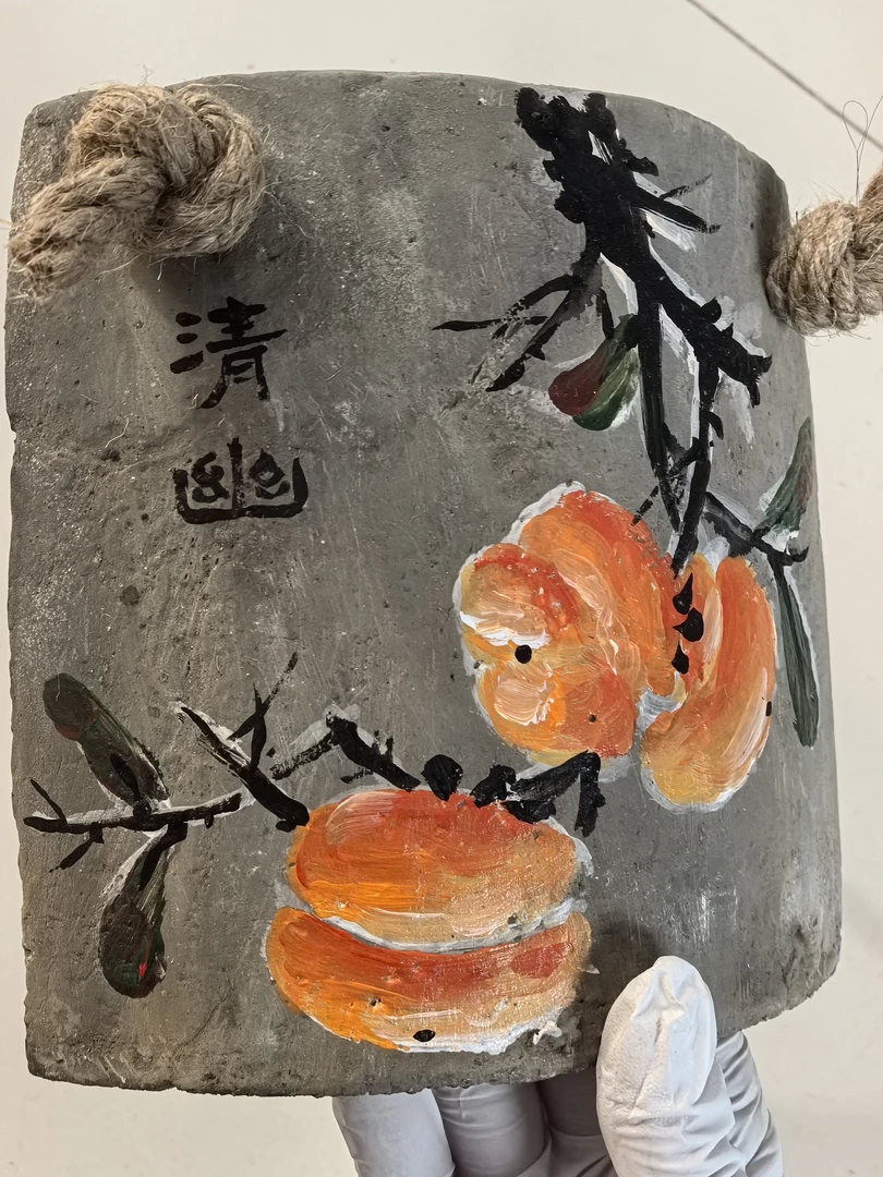 纯手绘老瓦片挂画丙烯画瓦片