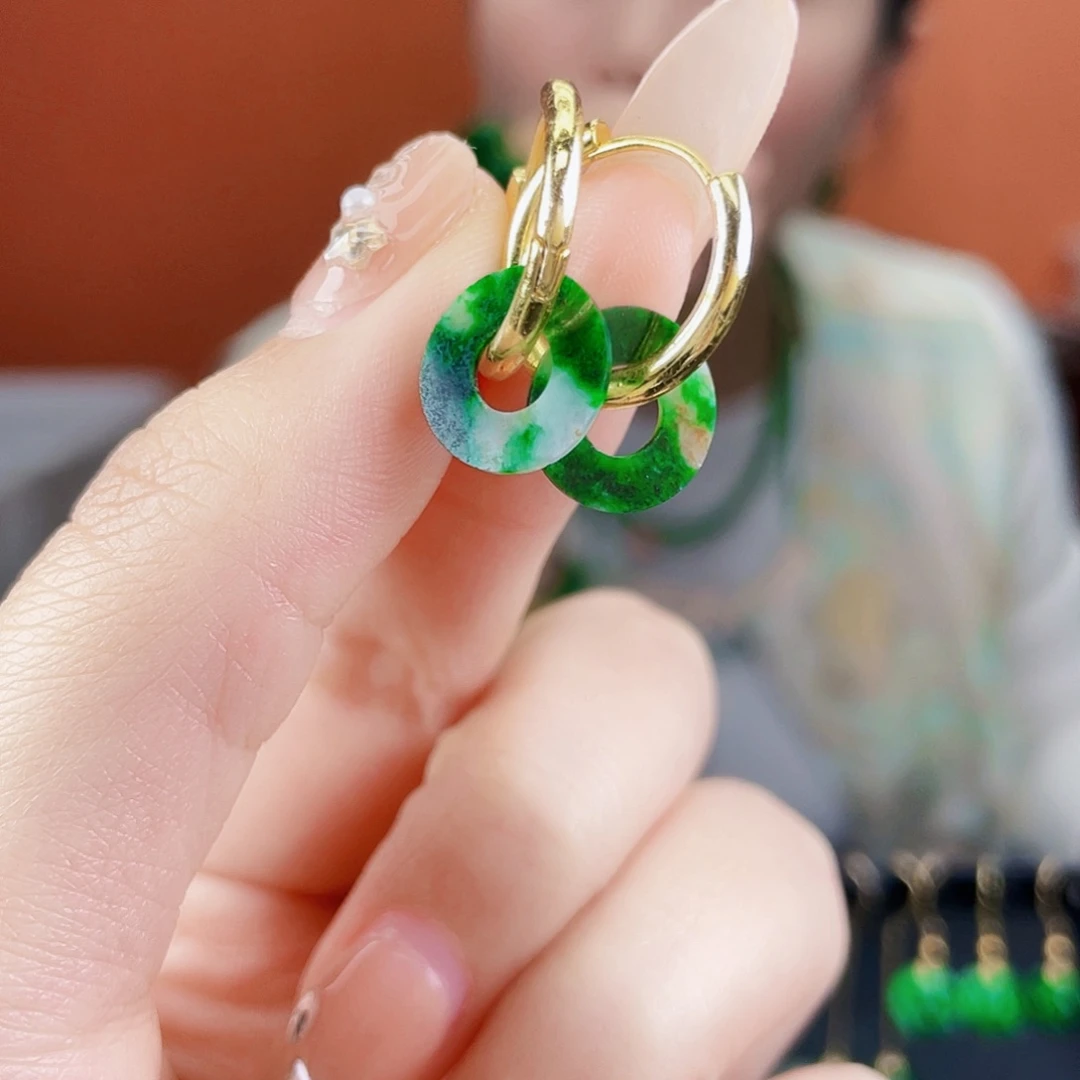 翡翠未镶嵌耳饰饰品