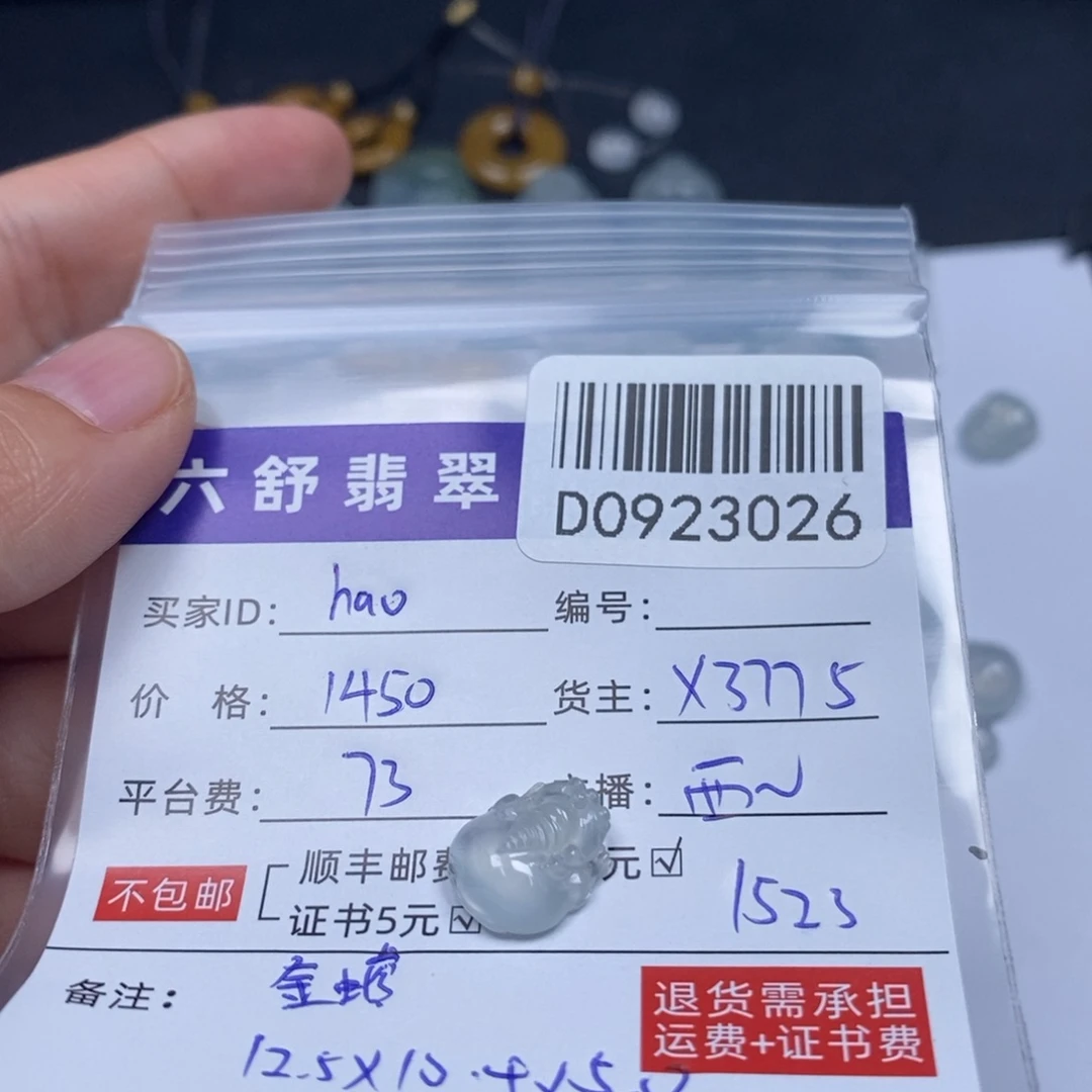 h***i未镶嵌挂件翡翠D0923026