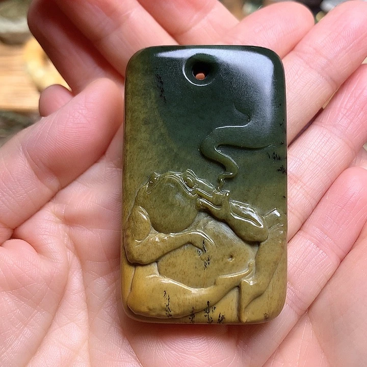 岫岩河磨玉（透闪石质玉）手把未镶嵌自**提