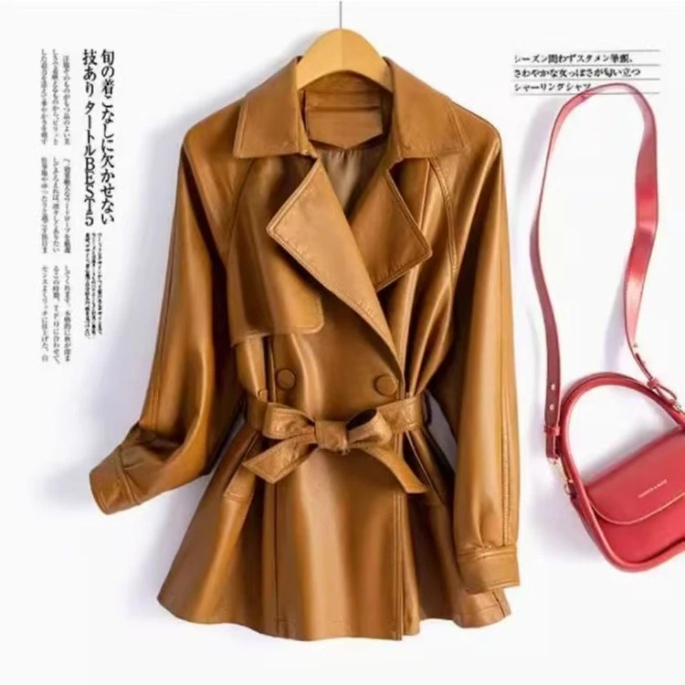 海宁时尚皮衣休闲女中长款韩版新款时尚洋气短款秋冬皮夹克外套