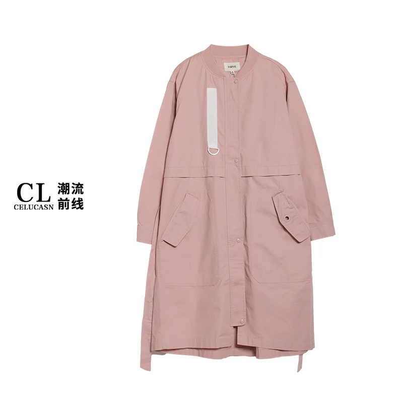 E8BI8016#秋季潮流女装百搭防风中长款工装风衣