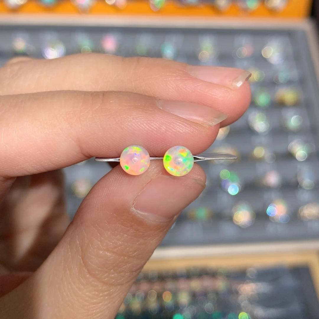 银S925镶嵌欧泊欧泊耳饰y