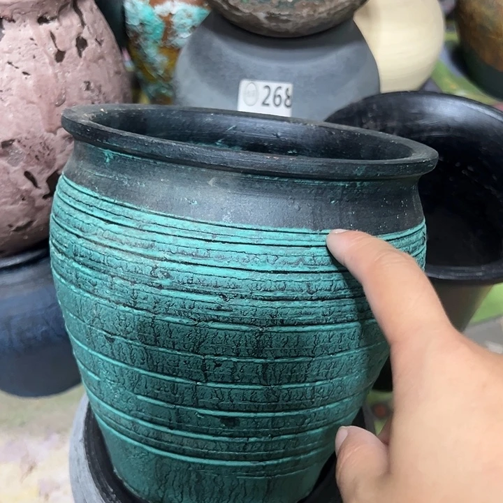 粗陶盆有孔高17口17