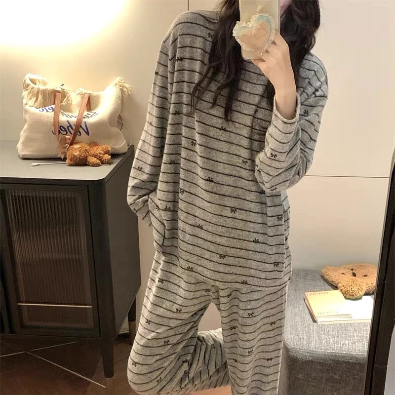 圆领简约高级感睡衣女春秋季可外穿女士长袖家居服2025新款春秋季