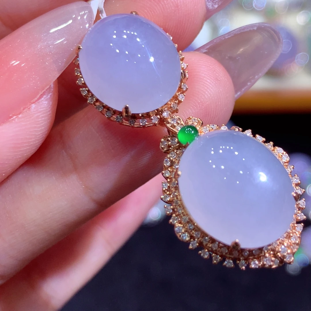 吊坠(不含链)18K金镶嵌翡翠