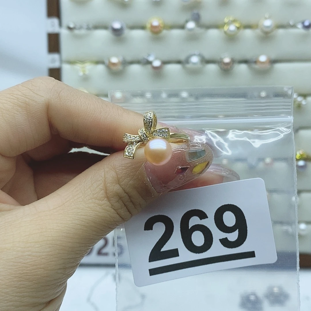 淡水珍珠戒指银S925镶嵌一****?369