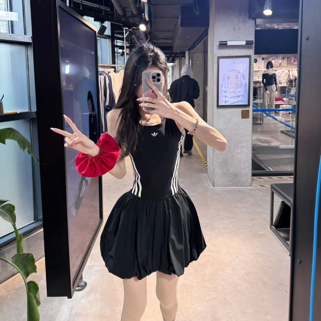 adidas三叶草BUBBLE DRESS 经典运动无袖花苞连衣裙KE5075 KE5074