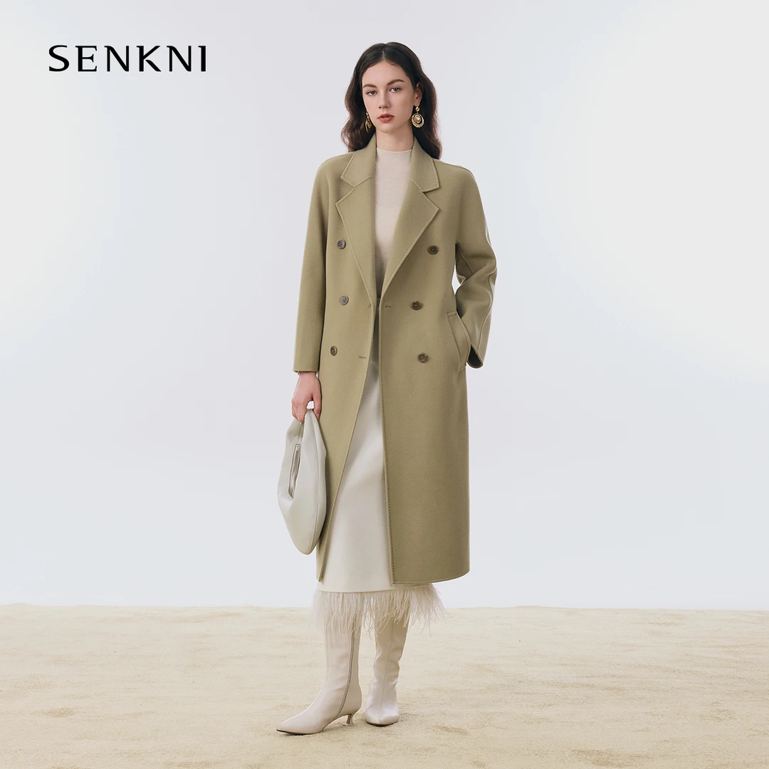 圣可尼复古双排扣羊毛大衣S104301MG