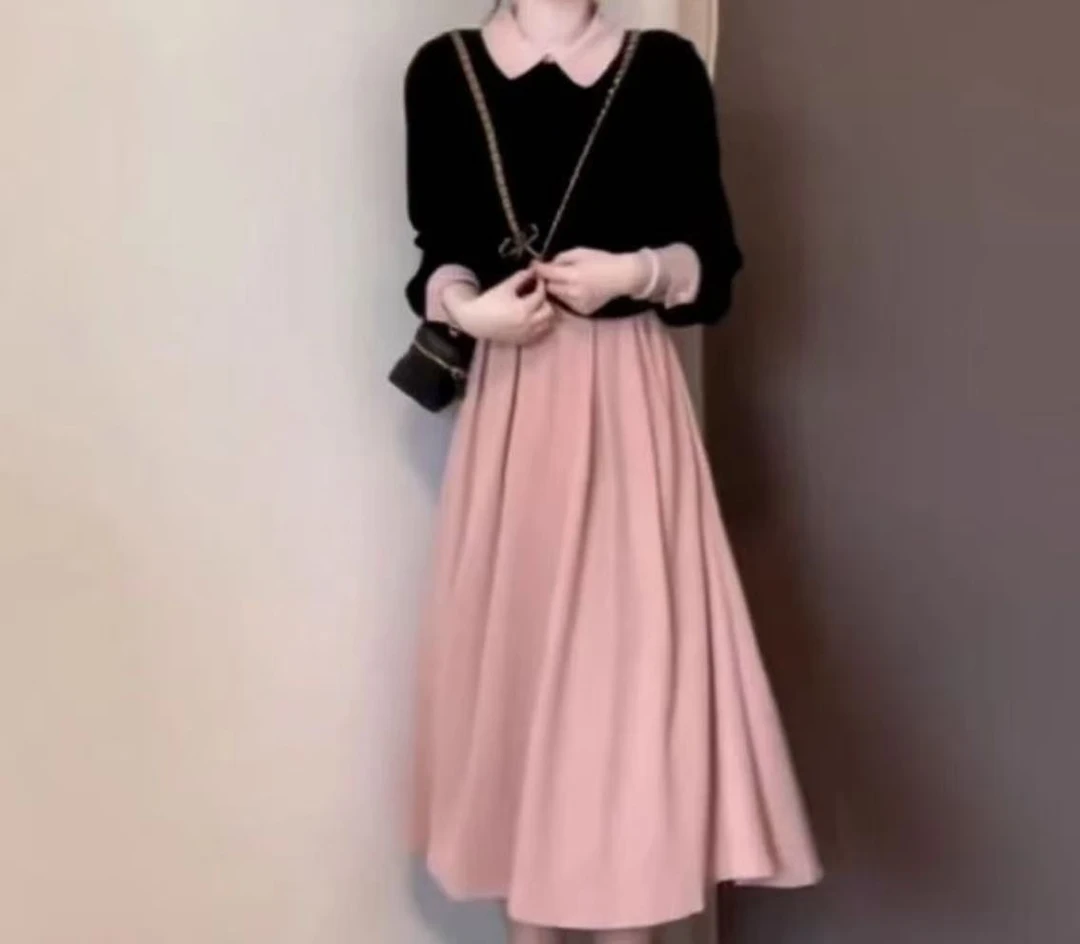 法式高级感穿搭一整套连衣裙收腰显瘦千金风粉色背心连衣裙
