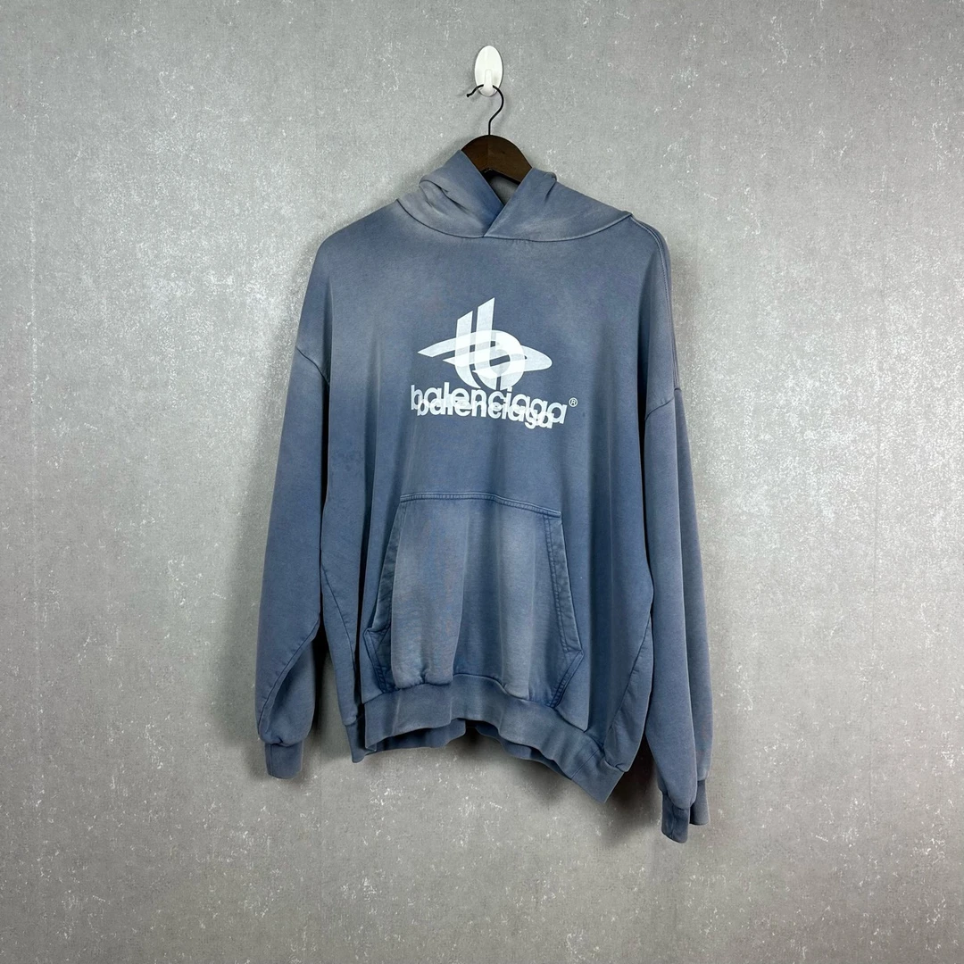 全新未使用 Balenciaga/巴黎世家 水洗雾霾蓝3b重叠帽M码0000717