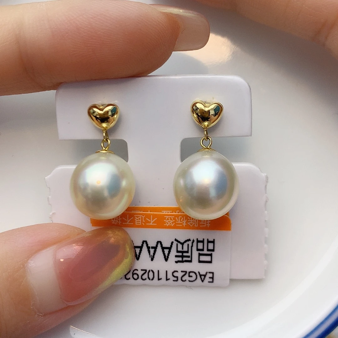 耳饰海水珍珠18K金镶嵌W68