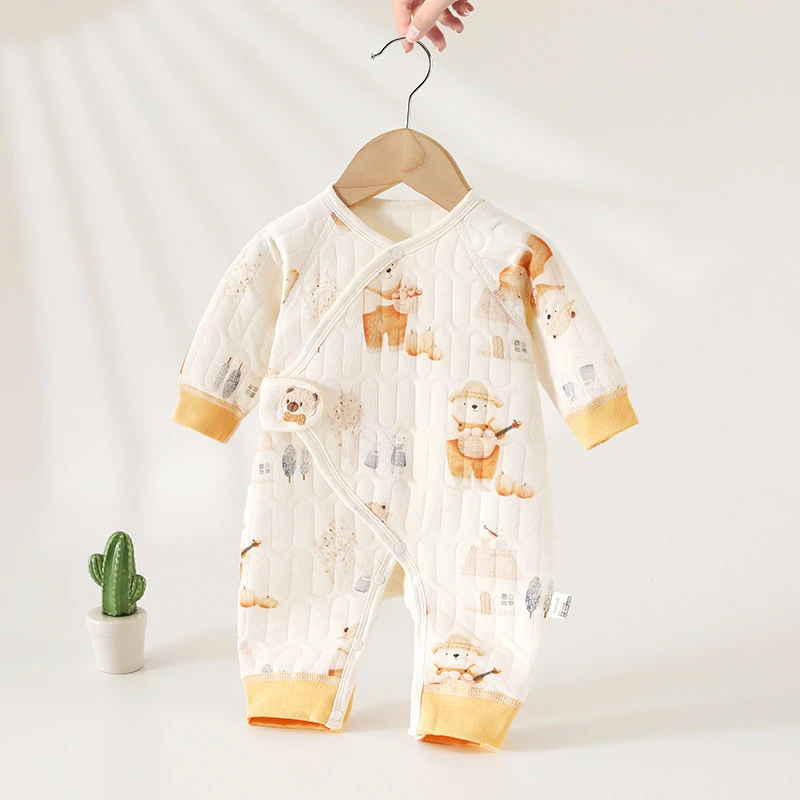新生婴儿衣服春秋宝宝保暖蝴蝶衣秋冬加厚内衣新生儿夹棉连体衣服