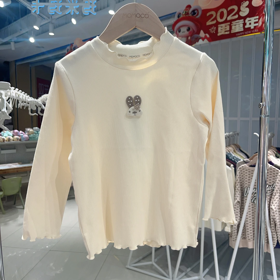 MOMOCO女童春季欧若风纯色立体图案打底衫77580239003