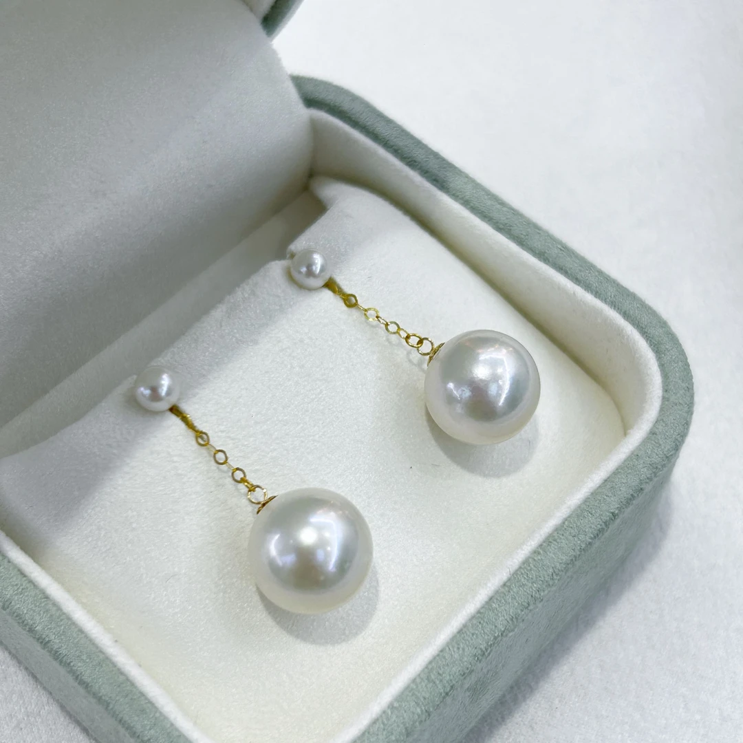 【罗伊伊推荐】淡水珍珠两用款耳环 4-12mm 18K金 YB0073-2