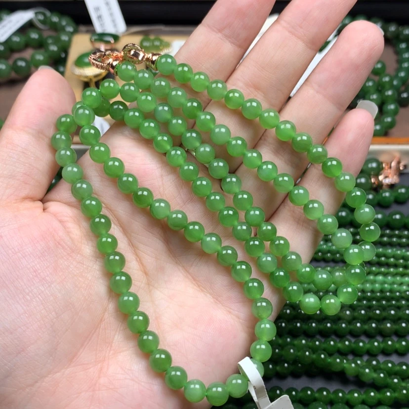 【闪购商品】颈饰未镶嵌和田玉（碧玉）6m冰阳绿无黑捡漏