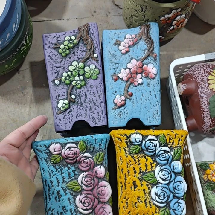 红陶吸水透气的白陶花盆凑满12发货