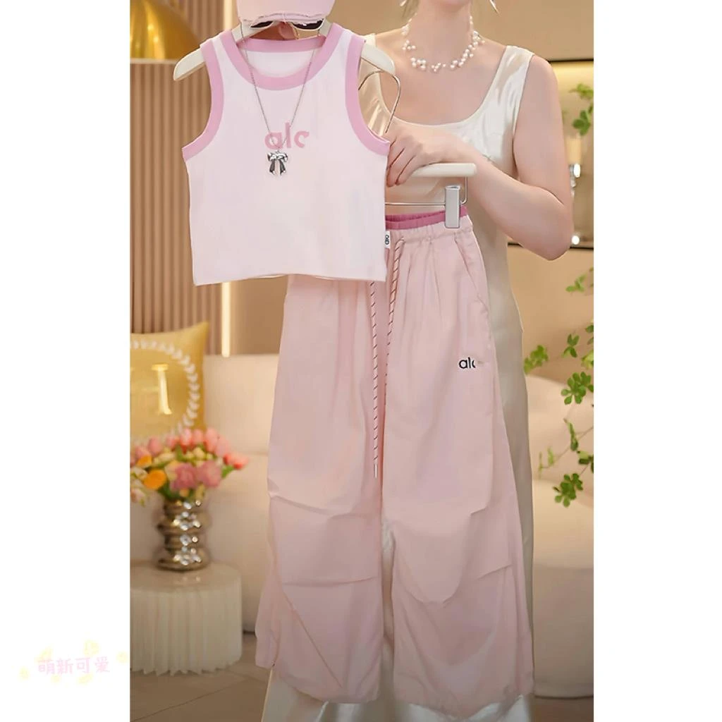 女童多巴胺背心工装裤套装夏季2025新款无袖上衣速干运动伞兵裤潮