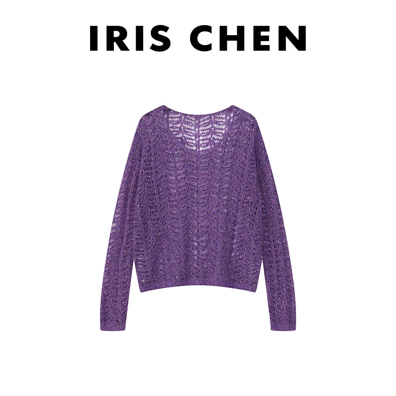 【现货】IRIS CHEN 爱尔兰 2025秋冬“天丝羊绒羊毛”镂空宽松针织衫