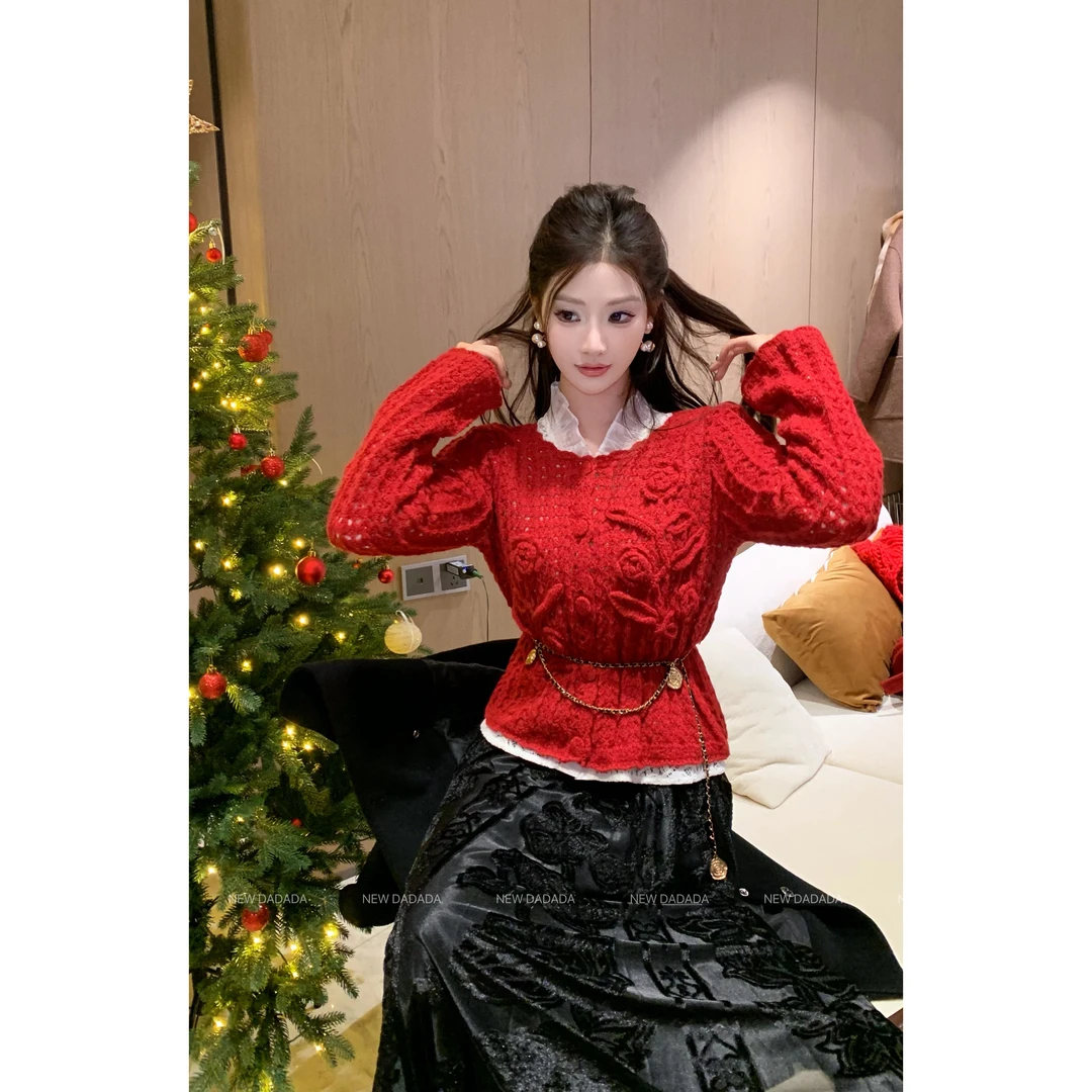 利达 NEW DADADA【玫瑰物语】时尚百搭女款开衫针织毛衣CPM4366