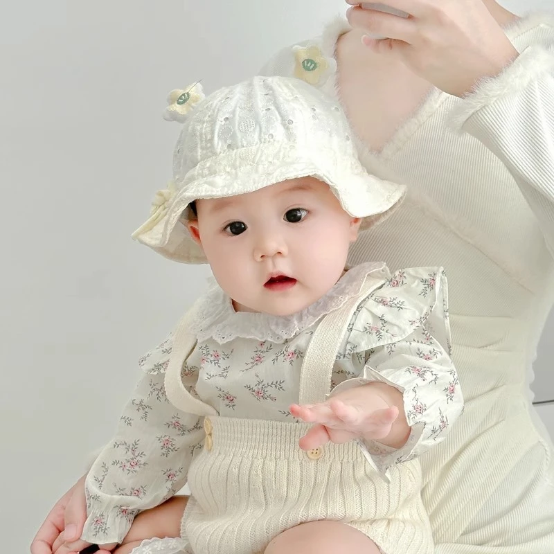 婴儿帽子春秋薄款宝宝遮阳帽夏季防晒帽女渔夫帽婴幼儿太阳帽女宝