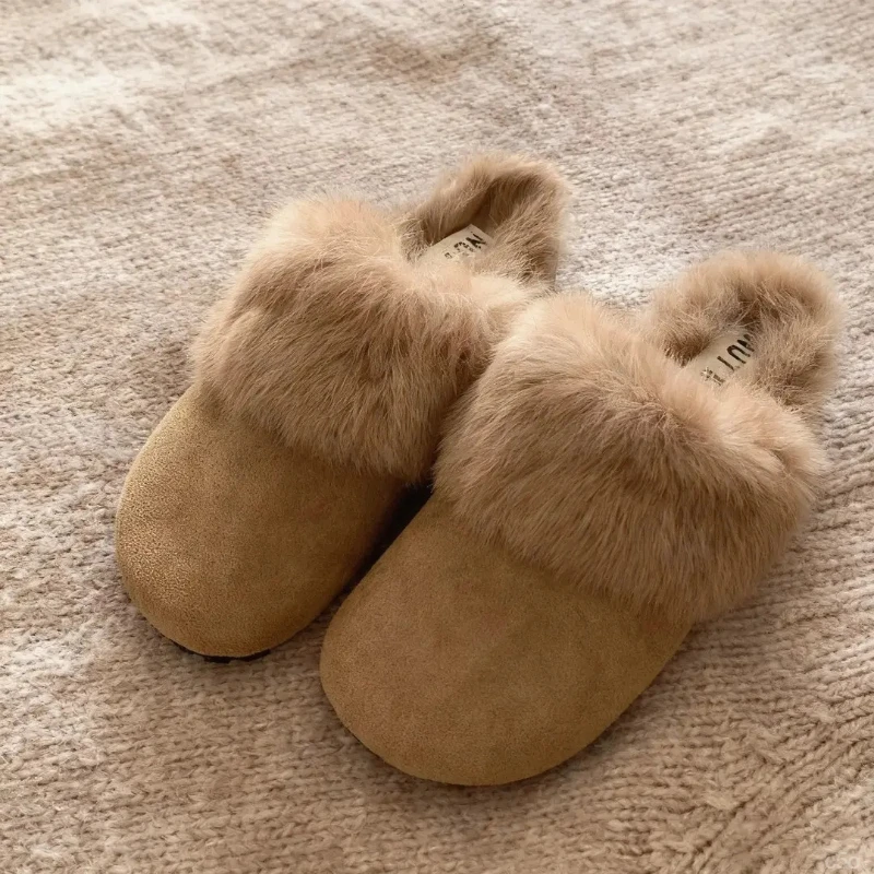 包头半拖毛毛鞋外穿2024年秋冬新款软底踩屎感一脚蹬玛丽珍棉拖鞋