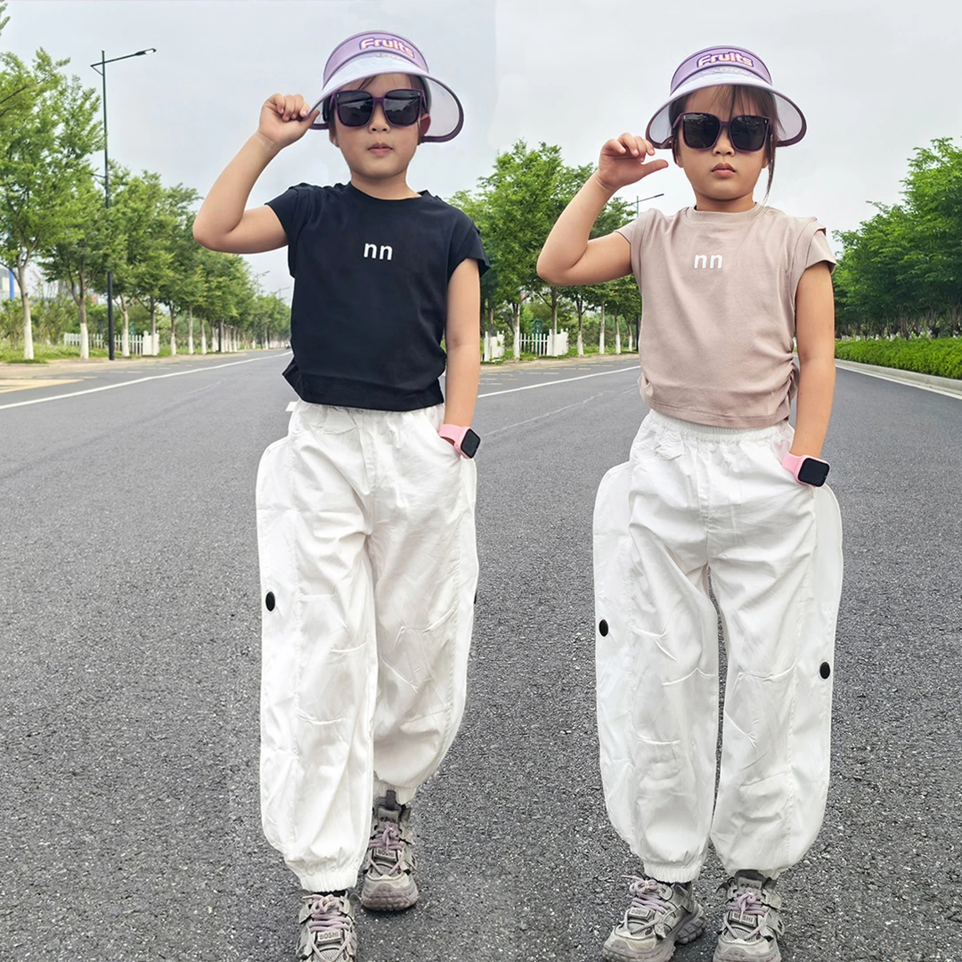 女童夏季短袖套装2025新款中大童洋气时尚工装裤两件套儿童夏装潮