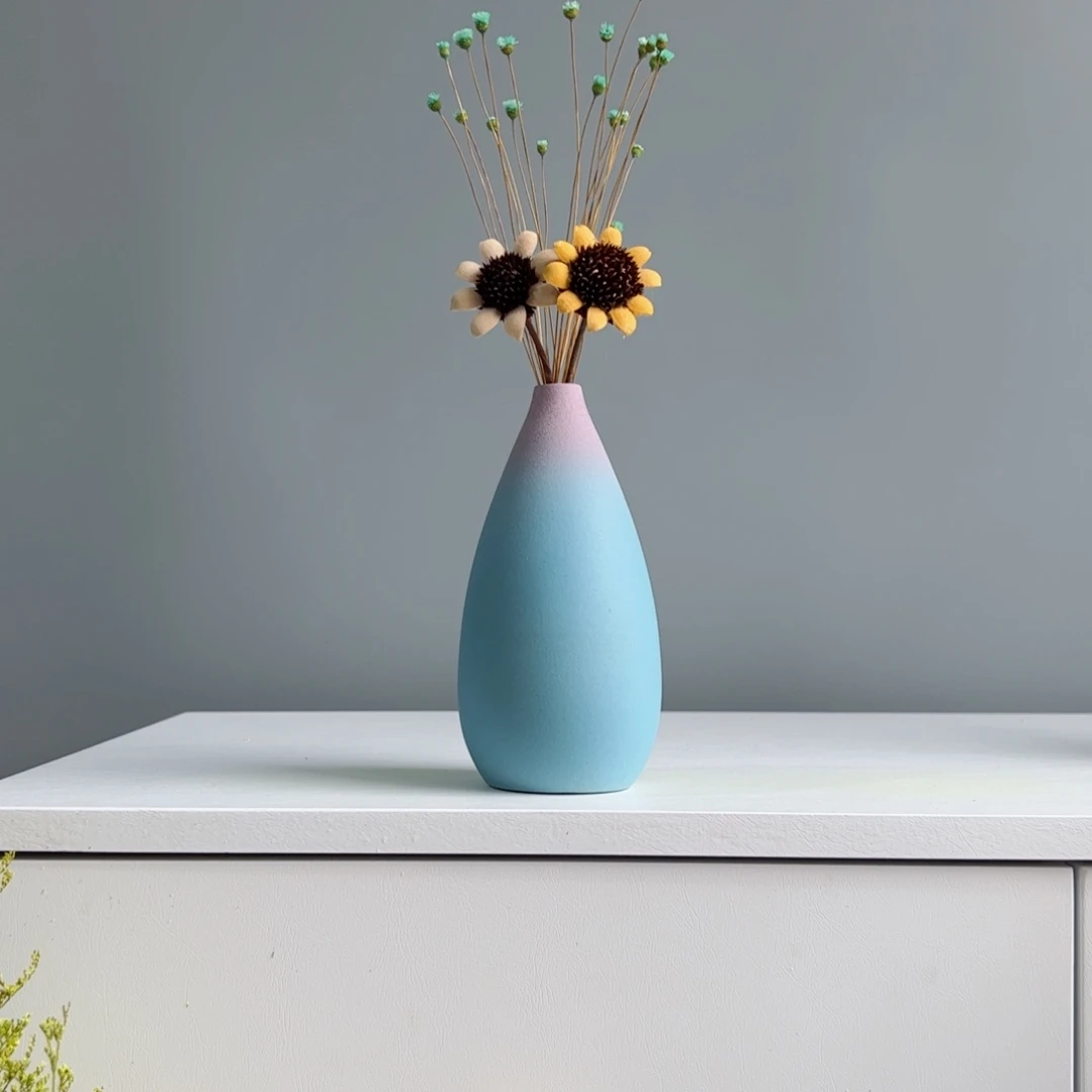 摆件陶瓷小花瓶摆件含花总高约20-30cm