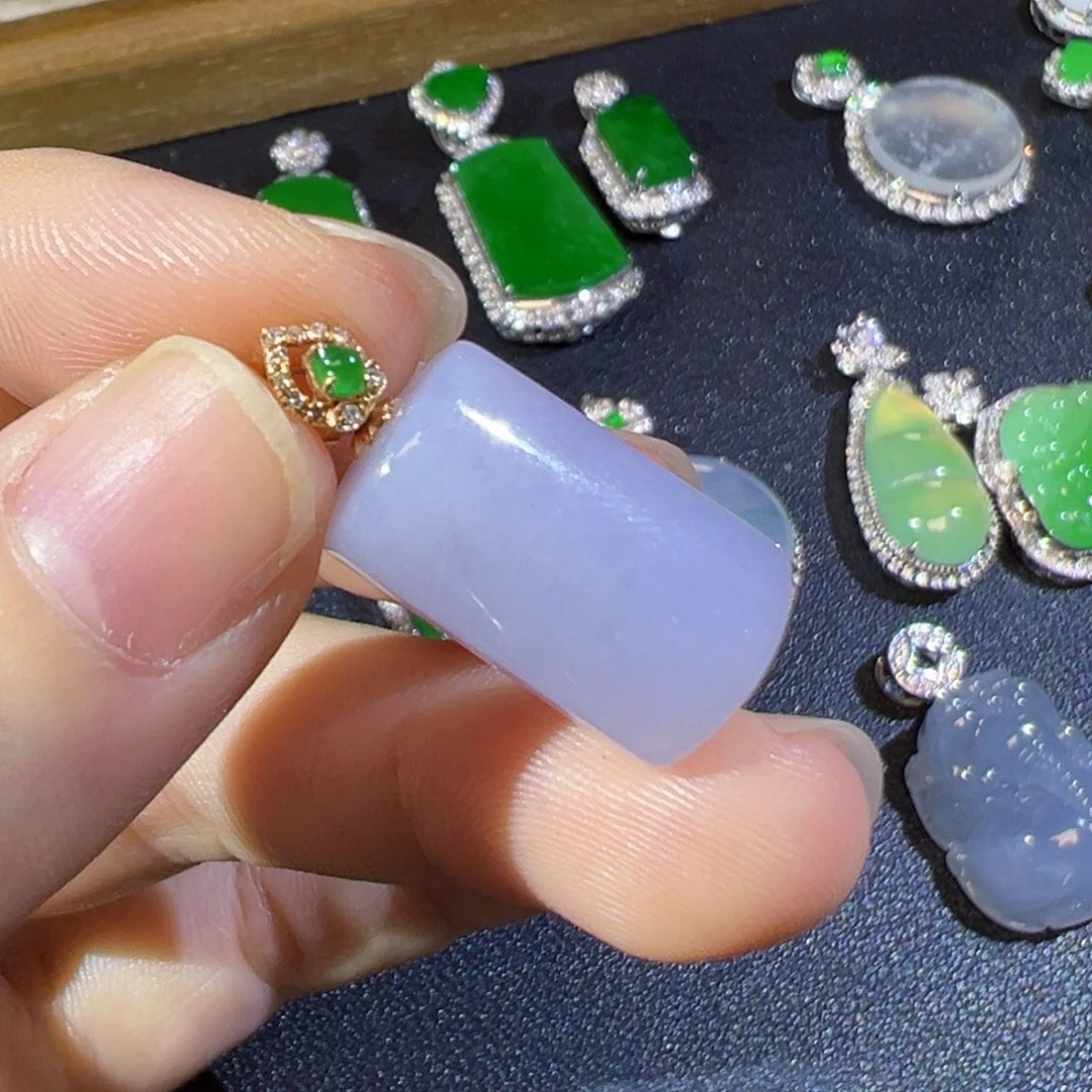 翡翠18K金镶嵌吊坠(不含链)