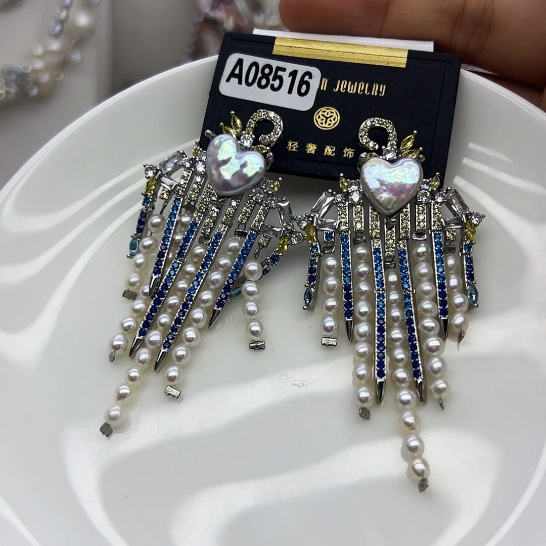 银S925镶嵌耳饰淡水珍珠