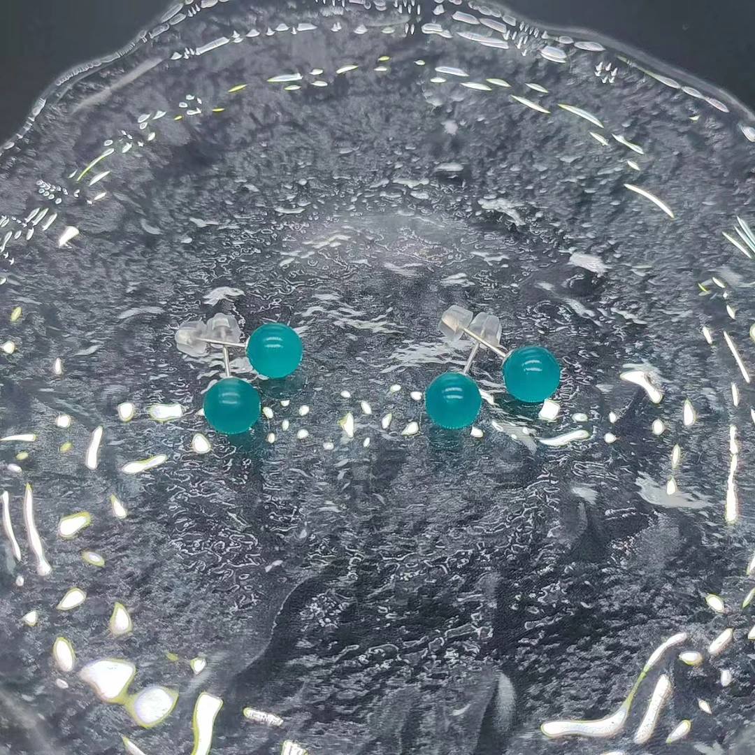 硕夏天然天河石S925耳钉多样性发其一SX0575