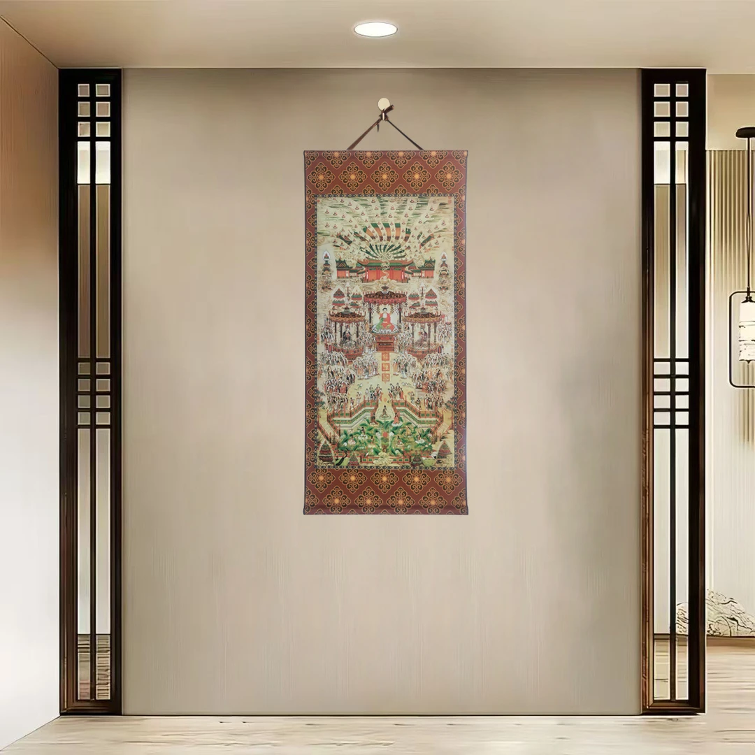 {40-812极乐世界}净尺寸40x85cm现代简约挂轴装饰画办公室家居装