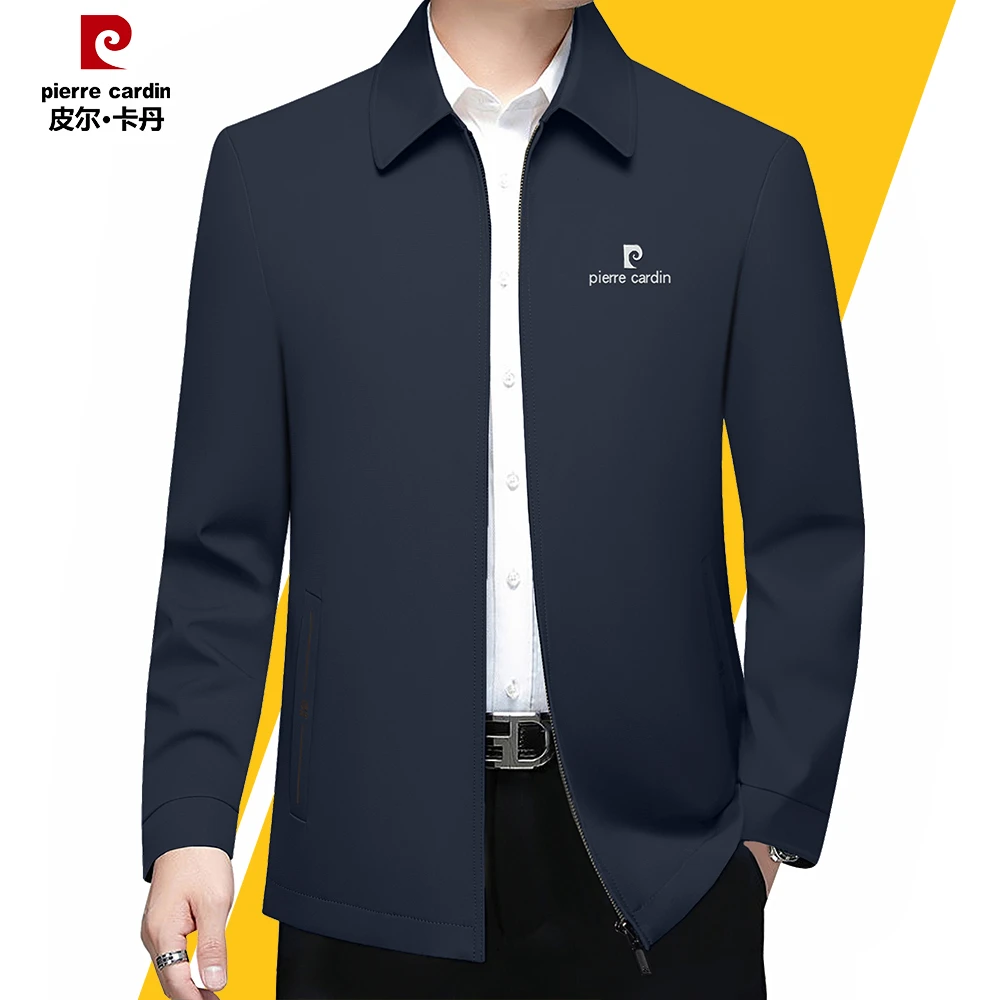 皮尔卡丹帅气休闲翻领夹克男士外套春秋季新款2025中老年商务男装