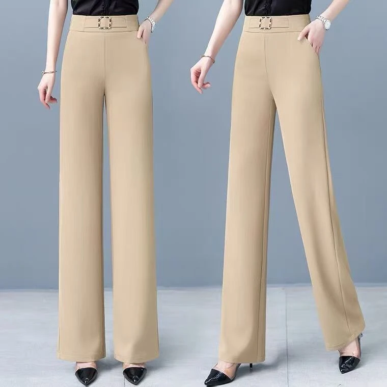 冰丝阔腿裤女2025夏季新款高腰显瘦直筒裤薄料垂感休闲裤子