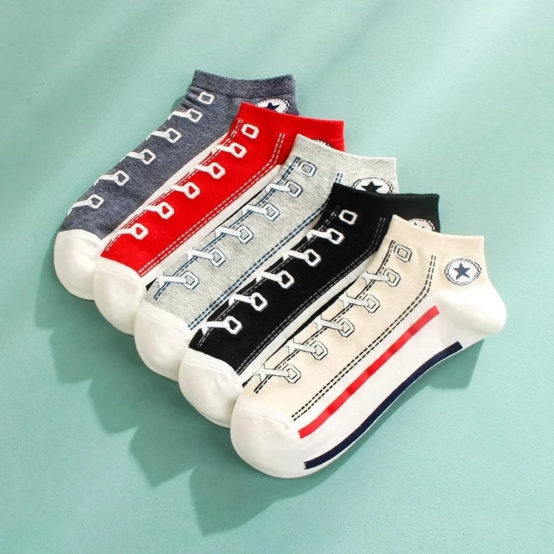 袜子男女短袜春夏透气防臭吸汗潮流鞋带船袜运动袜夏季薄款男袜